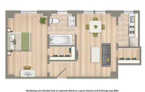 hampton courts one bedroom floor plan